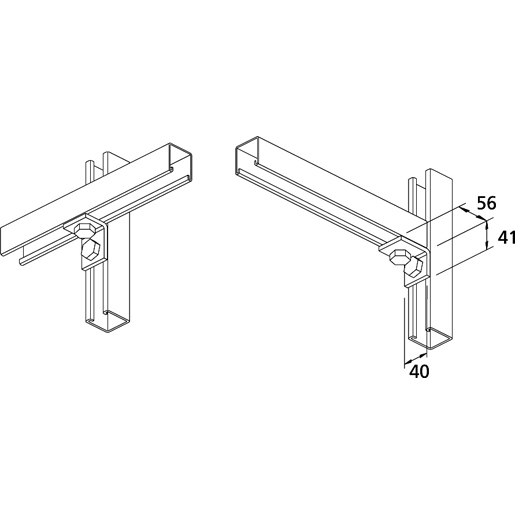 Technische Zeichnung von WINKEL FÜR 90°-ANSCHLUSS MIT 2 LÖCHERN 100