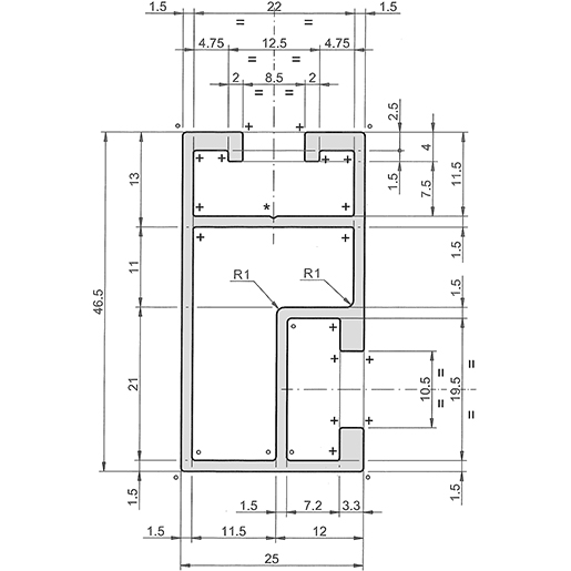 Disegno tecnico di PROFILO LATERALE 3,40 M 100