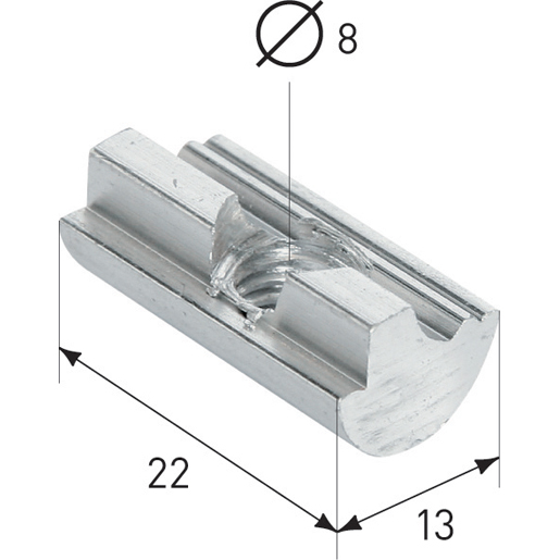 Technische Zeichnung von Gleitende Aluminium-Nutensteine für Profile 100