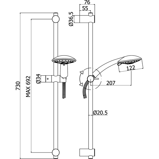 Disegno tecnico di Saliscendi PRESTIGE 100