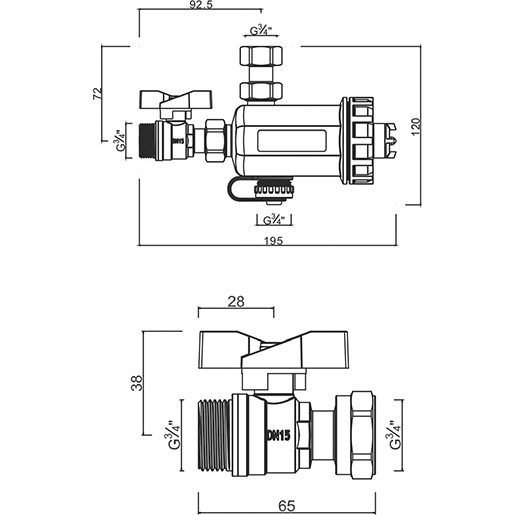 Disegno tecnico di FILTRO DEFANGATORE MAGNETICO X CALDAIA 100