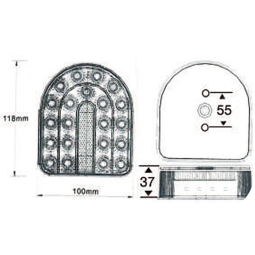 Technische Zeichnung von Rücklicht rechts/links LED 12V 100