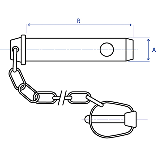 Disegno tecnico di Perni terzo punto completi di catene e spine a scatto 100