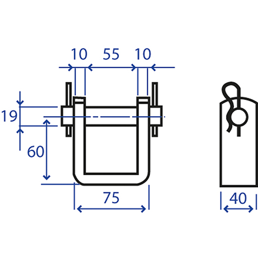 Disegno tecnico di Cavallotti con perno zincato 100