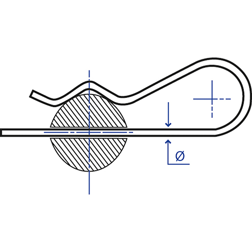 Dibujo técnico de Pasador elástico de seguridad galvanizado iridiscente libre de cromo 6 100