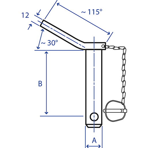 Disegno tecnico di Perni traino con maniglia, spina e catena 100