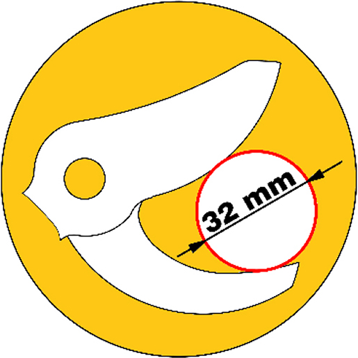 Akku-Astschere 32 mm 14,4 V 2,5 Ah mit bürstenlosem Motor Technische Zeichnung von Akku-Astschere 32 mm 14,4 V 2,5 Ah mit bürstenlosem Motor 100