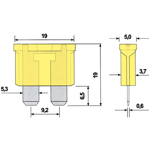 Dibujo técnico de Fusible laminar bilame 100