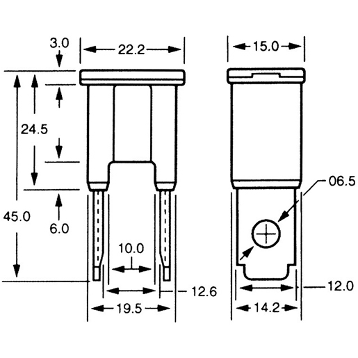 Dessin technique de Fusible PAL série 294 branchement mâle 100