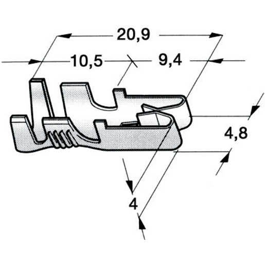 Technische Zeichnung von Klemme für Sicherungshalter 100