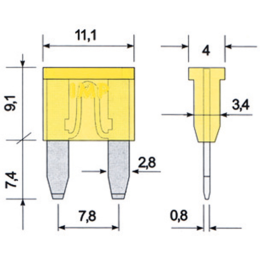 Dessin technique de Fusible lamellaire à double lame mini 100