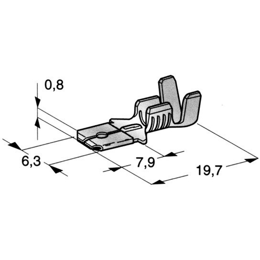 Dibujo técnico de TERMINALES MACHO LATON 6,3 (1:2,5) 100