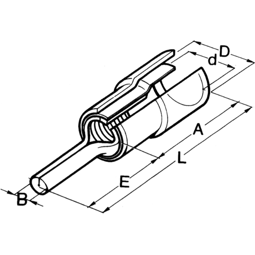 Dibujo técnico de Puntera redonda pre solada en cobre estañado pre-solado PVC 100
