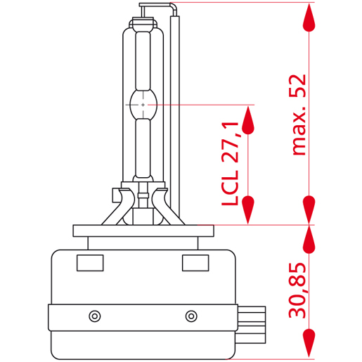 LAMPADA A SCARICA GAS 35W D1S Disegno tecnico di LAMPADA A SCARICA GAS 35W D1S 100