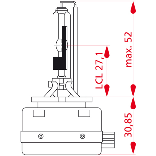 Dessin technique de AMPOULE A DECHARGE GAS 35W D3R 100