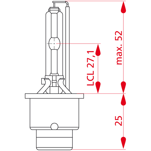 LAMPADA A SCARICA GAS 35W D2S Disegno tecnico di LAMPADA A SCARICA GAS 35W D2S 100