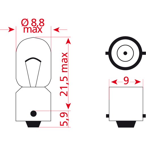 Dessin technique de AMPOULE TEMOIN 24V 4W 100