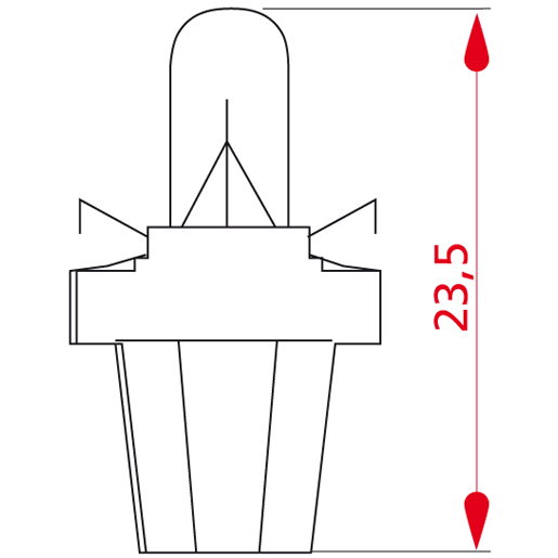Technische Zeichnung von ARMATURENLEUCHTE 12V 1,2W B8 S. DTC 100