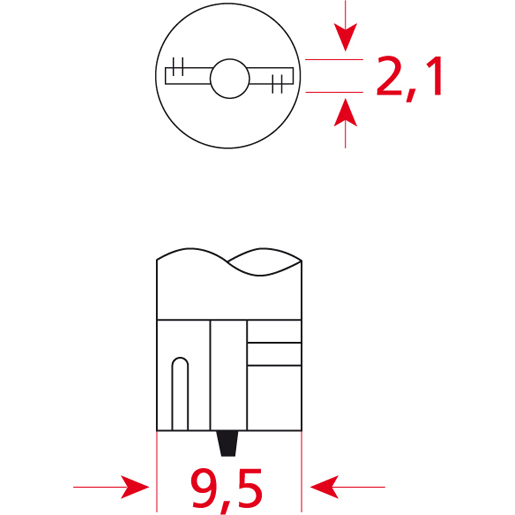 Dibujo técnico de Lámpara halógena vidrio 12 V 10 W T13 transparente DATACOL 100