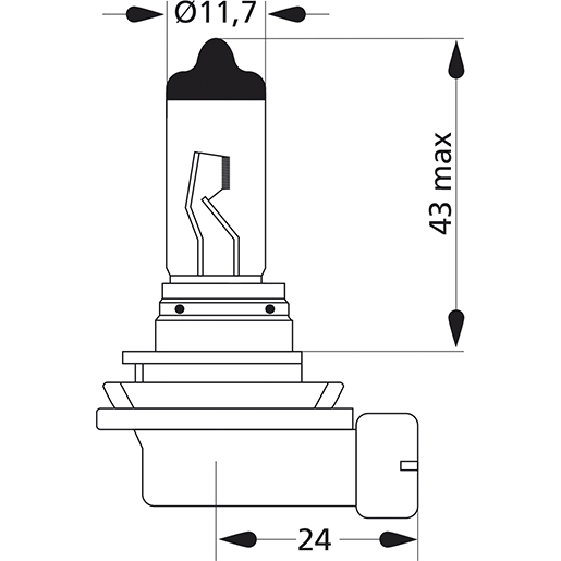 Dessin technique de AMPOULE HALOGENE H11 12V 55W 105