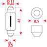 Dessin technique de AMPOULE NAVETTE 11X43    24V 10W 105