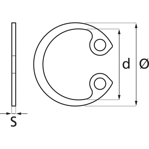 ANELLO ARRESTO RADIALI M 7 Disegno tecnico di ANELLO ARRESTO RADIALI M 7 100