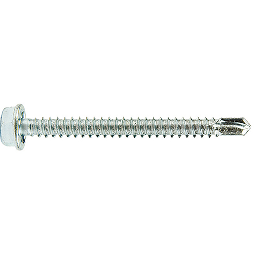 Selbstbohrende Schraube mit Sechskantkopf DIN 7504K weiß verzinkt 4,8x50 mm