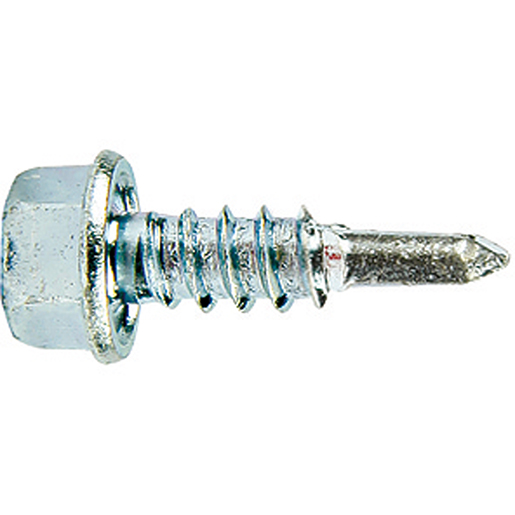 Selbstbohrende Schraube mit Sechskantkopf DIN 7504K weiß verzinkt 5,5x19 mm