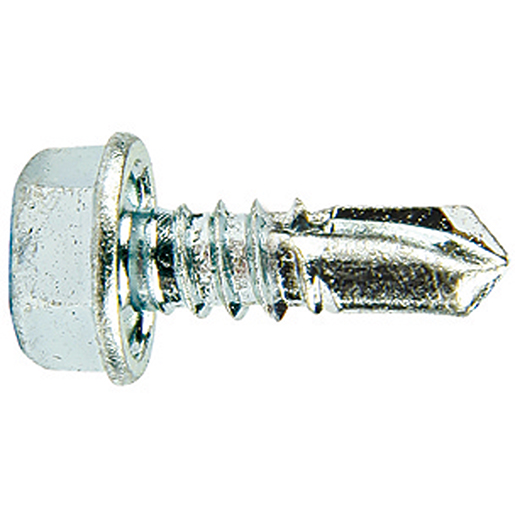 Selbstbohrende Schraube mit Sechskantkopf DIN 7504K weiß verzinkt 6,3x19 mm