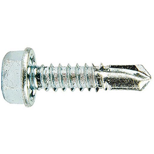 Selbstbohrende Schraube mit Sechskantkopf DIN 7504K weiß verzinkt 6,3x25 mm
