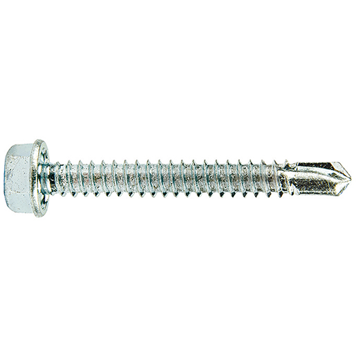 Selbstbohrende Schraube mit Sechskantkopf DIN 7504K weiß verzinkt 6,3x50 mm