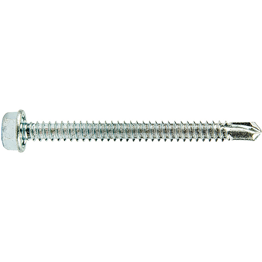 Selbstbohrende Schraube mit Sechskantkopf DIN 7504K weiß verzinkt 6,3x70 mm