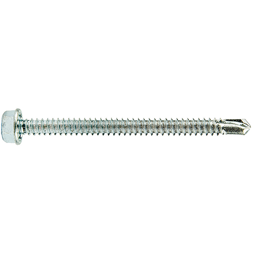 Selbstbohrende Schraube mit Sechskantkopf DIN 7504K weiß verzinkt 6,3x80 mm