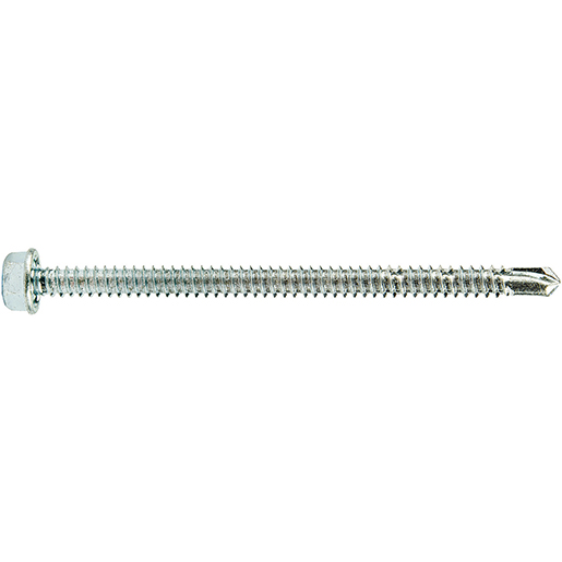 Selbstbohrende Schraube mit Sechskantkopf DIN 7504K weiß verzinkt 6,3x100 mm