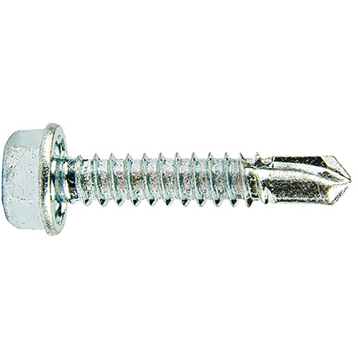 Selbstbohrende Schraube mit Sechskantkopf DIN 7504K weiß verzinkt 6,3x32 mm