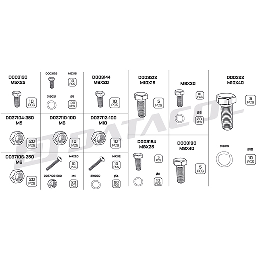 Detalle de Surtido de tornillos y tuercas 240 pcs 305