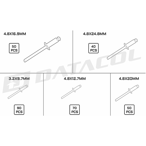 Detalle de Surtido remaches de aluminio 300 pcs 305