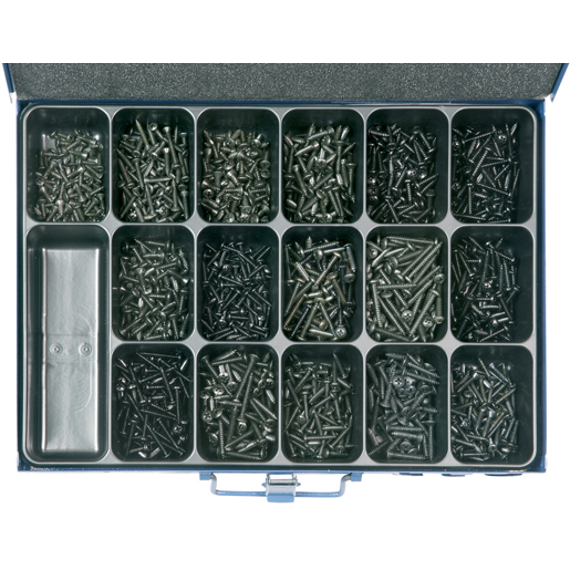Assortment of black zinc-plated self-tapping screws