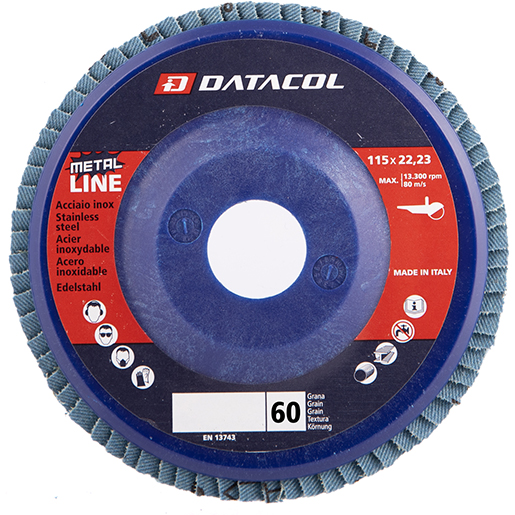 Lamellenscheibe aus Zirkonium Ø 115 mm und Körnung 60 METAL LINE Lamellenscheibe aus Zirkonium Ø 115 mm und Körnung 60 METAL LINE