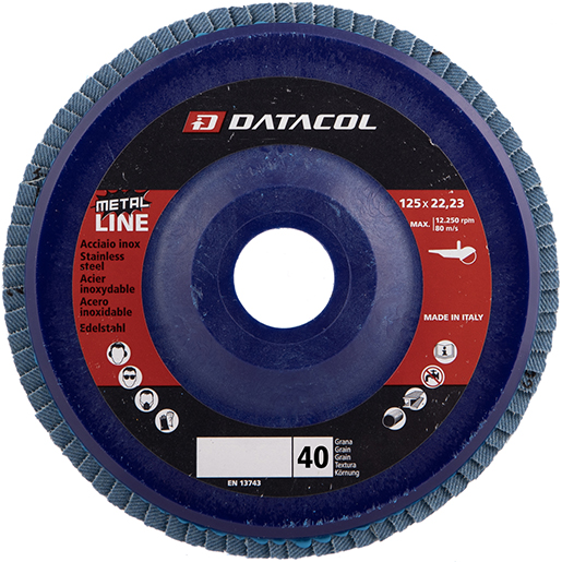 Lamellenscheibe aus Zirkonium Ø 125 mm und Körnung 40 METAL LINE Lamellenscheibe aus Zirkonium Ø 125 mm und Körnung 40 METAL LINE