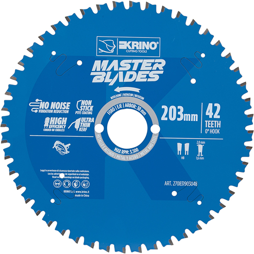 Lame TCT TOP pour métal et acier 203x1,8x15 mm Z 42