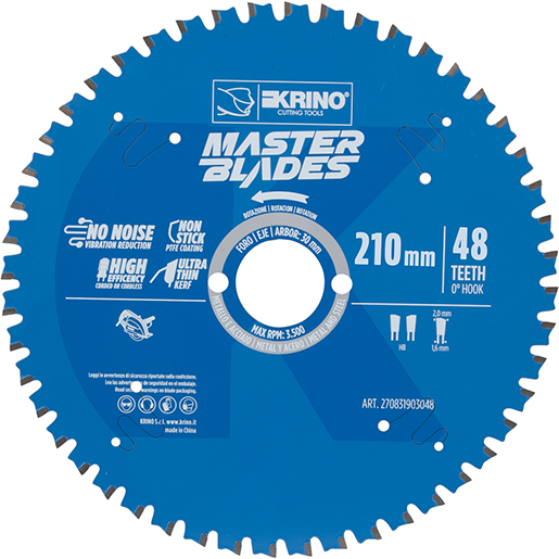 Lame TCT TOP pour métal et acier 210x2,0x30 mm Z 48