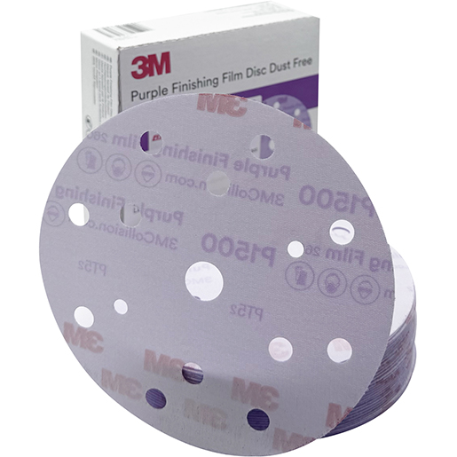 Disco Hookit abrasivo de acabado con soporte de film púrpura