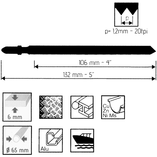 Dessin technique de LAME SCIE SAUTEUSE MM    106x1,1  3PZ 105