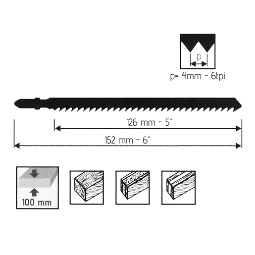 Dessin technique de LAME SCIE SAUTEUSE MM   126x4 3PZ 105
