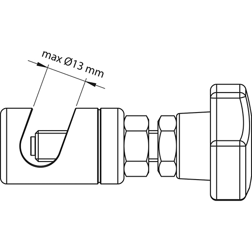 Technische Zeichnung von WERKZEUG ZUR SICHERUNG DER OBERST. 13MM 100