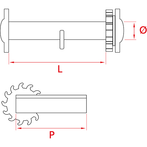 Disegno tecnico di Verricelli completi di staffe piane dx e sx rinforzati con asola Ø 48 100
