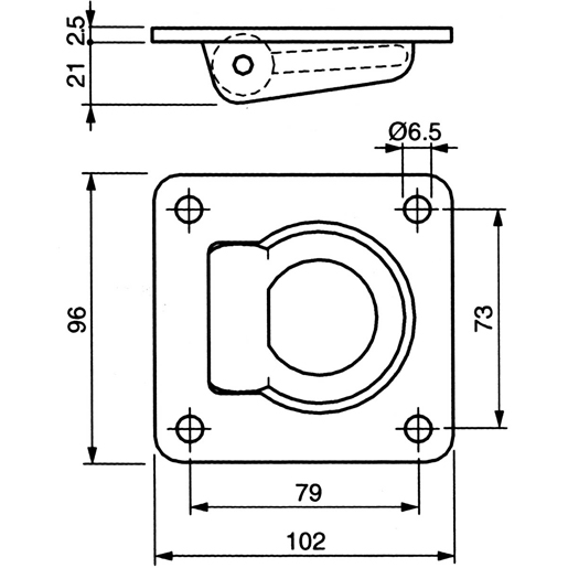 Disegno tecnico di Sistema a pavimento per il fissaggio del carico 100