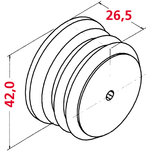 Technische Zeichnung von Halterungsdeckel 42MM 100