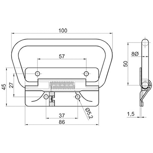 VERZINKTER GRIFF MIT FEDER Technische Zeichnung von VERZINKTER GRIFF MIT FEDER 100
